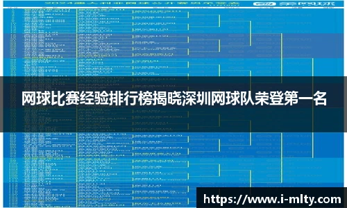 网球比赛经验排行榜揭晓深圳网球队荣登第一名